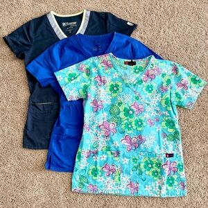 Size Small Gray, Blue and Floral Scrubs